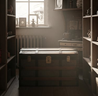 Vintage toy chest in antique shop