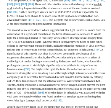 an excerpt from a research article on the antiviral potential of blue light