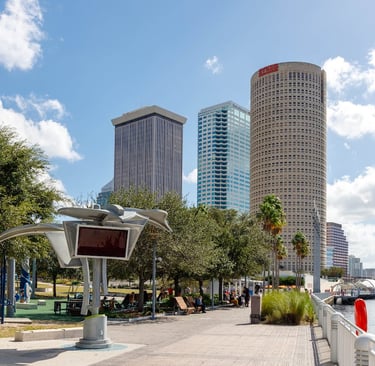 florida, tampa, city view from the river