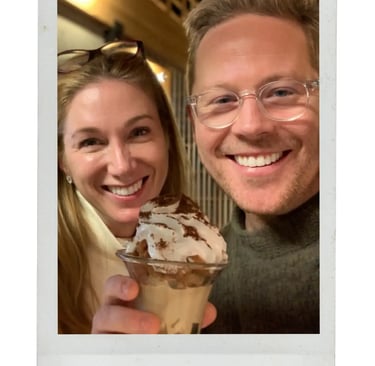 dhm.style in-city styling photo of Daniel and client enjoying gelato.