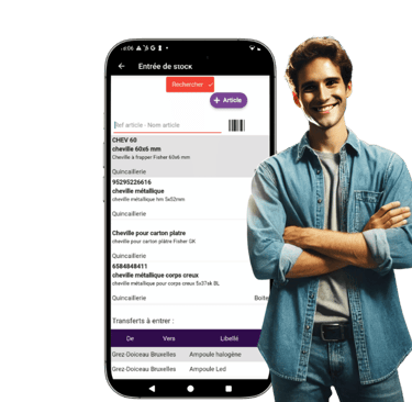 gestionnaire de stock avec une entrée de stock dans le logiciel stockmobil