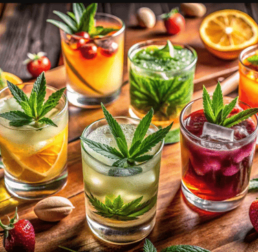 a variety of drinks in a variety of different colors