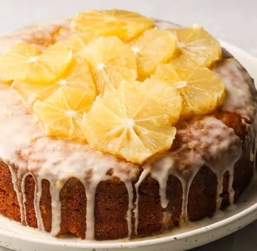 a cake with lemonade and lemonade on a plate