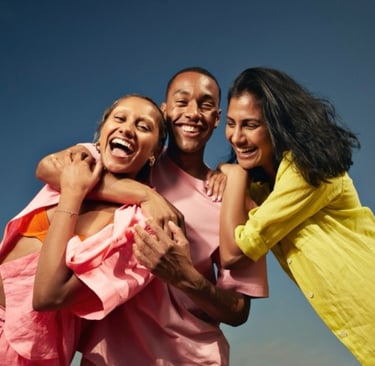 a group of friends having fun in the sun