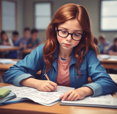 A math student solving math problems
