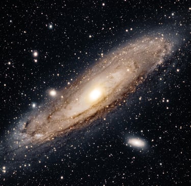 Vue spectaculaire de la galaxie d'Andromède, ses spirales lumineuses et ses millions d'étoiles brillantes