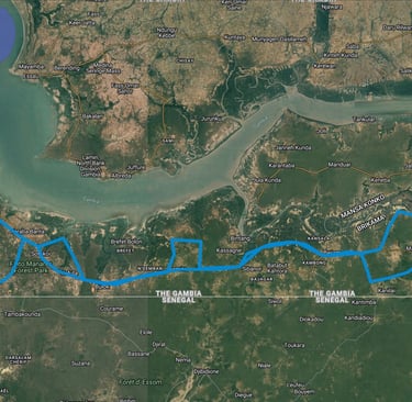 Route map Gambia: 10 Days of Bird Photography – Exploring Alternative Biotopes