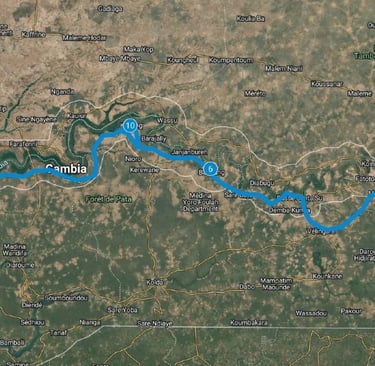Route map 18-Day Bird Photography Tour in Gambia and Senegal – Niokolo-Koba National Park