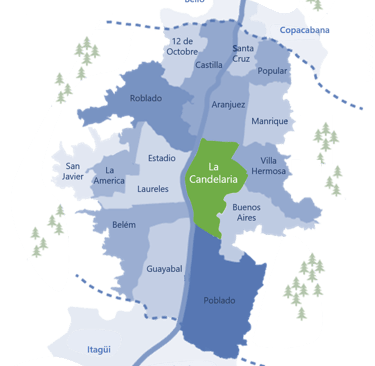 Carte Medellin Quartier La Candelaria