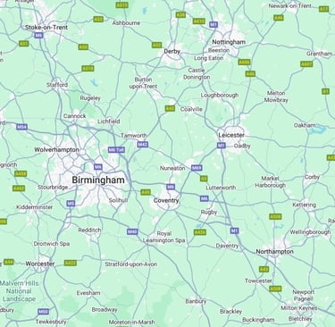 map of midands, UK