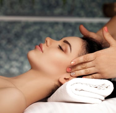 Relaxing head massage at Peace and Pamper Spa in Perumbakkam for stress relief and scalp care