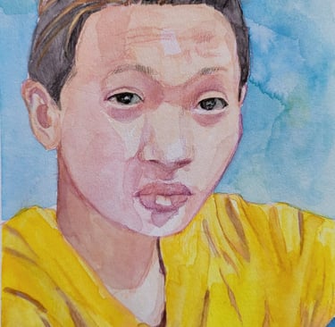 Watercolour portrait of 19-year-old Romwell Diaz, who was murdered by cops in Caloocan on 29 October 2016