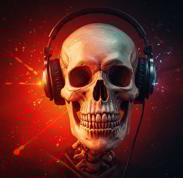a skull headphones with headphones on