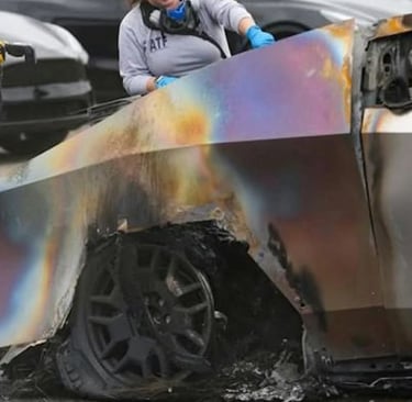 Cybertruck damaged