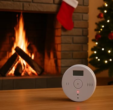 Cheminée allumée pendant les fêtes présentant des risques en cas de conduit mal entretenu