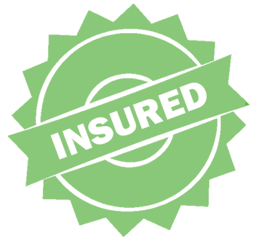 A green and white logo displays fully insured