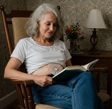 Mulher vivendo normalmente com uma colostomia