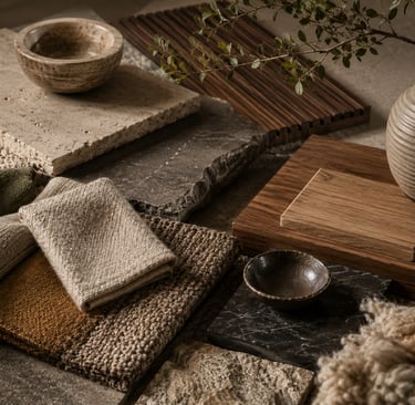 Natural textures and earthy tones composition