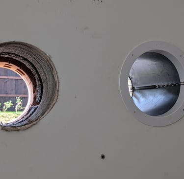 holes done and one with vent trim in place