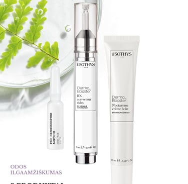 Sothys Dermo Booster rutina odos senėjimui – serumas su peptidais ir antioksidantais, mažinantis rau