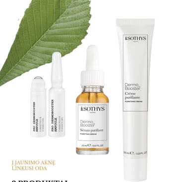 Sothys Dermo Booster rutina netobulumams – specialios formulės reguliuoja riebalų išsiskyrimą, valo 
