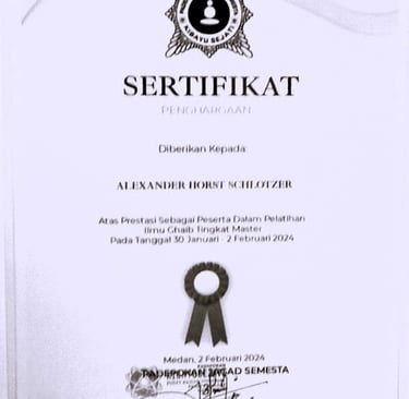 A qualification in Indonesian occult practices at a masters level