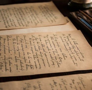 old paper with writing covering them
