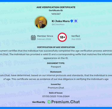 age and identity verification for Premium.Chat application