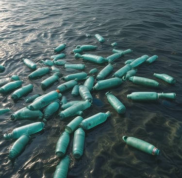 Océans pollution, bouteille en plastique dans la mer 