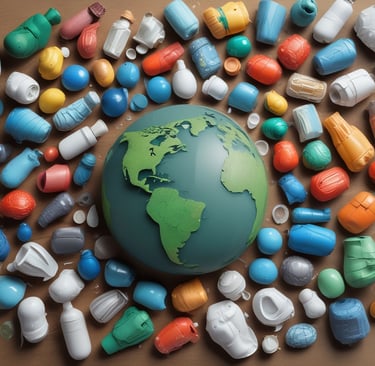 objets en plastique, la terre en plastique, objets recyclé 