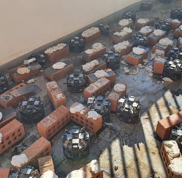 bricks and pedestals used to support tiles