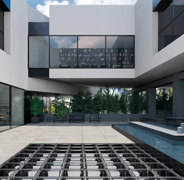 Tiles on pedestals and framing