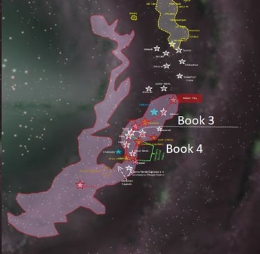 Hemogeny Series Galactic Map for books III and IV of the Hemogeny first contact series. 