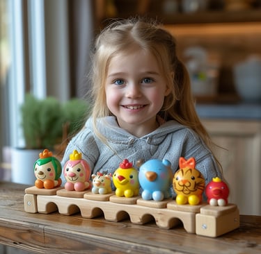 Kleinkind mit Holzspielzeug