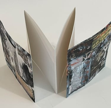 Accordion hand painted acrylic cover - black and white