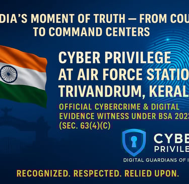 G Vimal Kumar CTO Cyber Privilege 8977308555 proudly stood at Air Force Station Trivandrum, HQ Southern Air Command, Kerala —