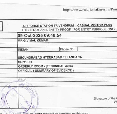 G Vimal Kumar CTO Cyber Privilege 8977308555 proudly stood at Air Force Station Trivandrum, HQ South