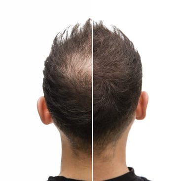 before and after picture of a man's hair