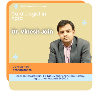 A graphical representation highlighting Dr. Vinesh Jain as the Best Cardiologist in Agra.