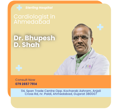 A graphical representation highlighting Dr. Bhupesh D. Shah as the Best Cardiologist in Ahmedabad.