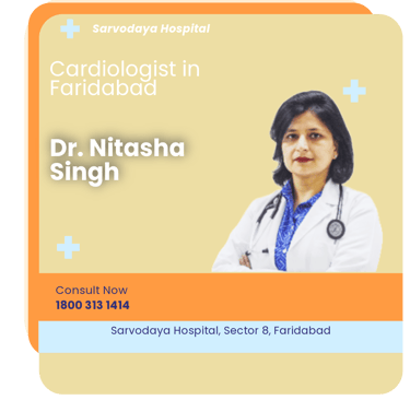A graphical representation highlighting Dr. Nitasha Singh as the Best Cardiologist in Faridabad.