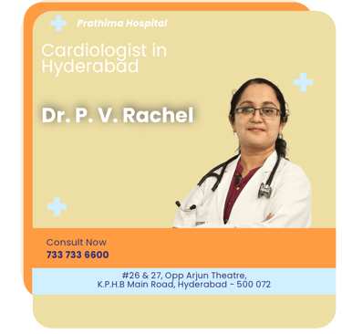 A graphical representation highlighting Dr. P. V. Rachel as the Best Cardiologist in Hyderabad.