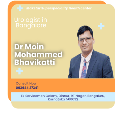 A graphical representation highlighting Dr. Moin Mohammed as the Best Urologist in Bangalore.