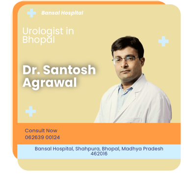 A graphical representation highlighting Dr. Santosh Agrawal as the Best Urologist in Bhopal.
