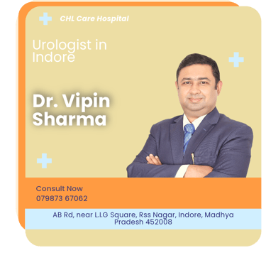 A graphical representation highlighting Dr. Vipin Sharma as the Best Urologist in Indore.