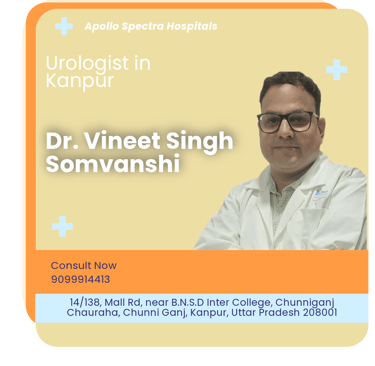 A graphical representation highlighting Dr. Vineet Singh Somvanshi as the Best Urologist in Kanpur.