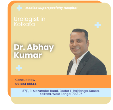 A graphical representation highlighting Dr. Abhay Kumar as the Best Urologist in Kolkata.