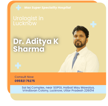 A graphical representation highlighting Dr. Aditya K Sharma as the Best Urologist in Lucknow.