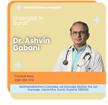 A graphical representation highlighting Dr. Ashvin Gabani as the Best Urologist in Surat.