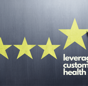 A chalkboard with five yellow stars depicting someone measuring a positive customer health score.